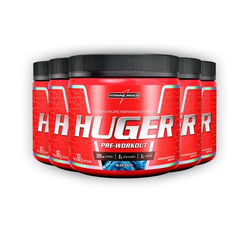 Kit 5 Pré Treino Huger Integral Medica Blue Razz 320g