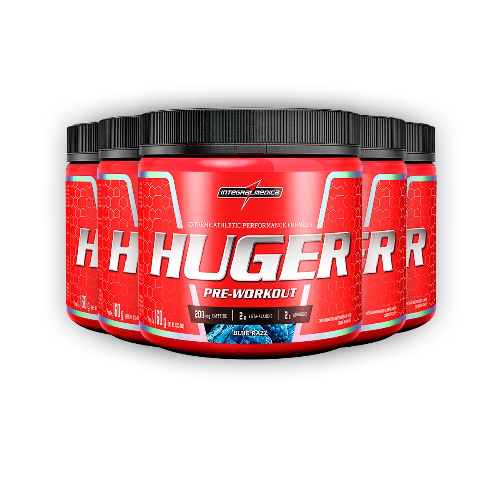 Kit 5 Pré Treino Huger Integral Medica Blue Razz 320g