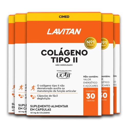 Kit 5 Colágeno Tipo II Lavitan 30 Cápsulas