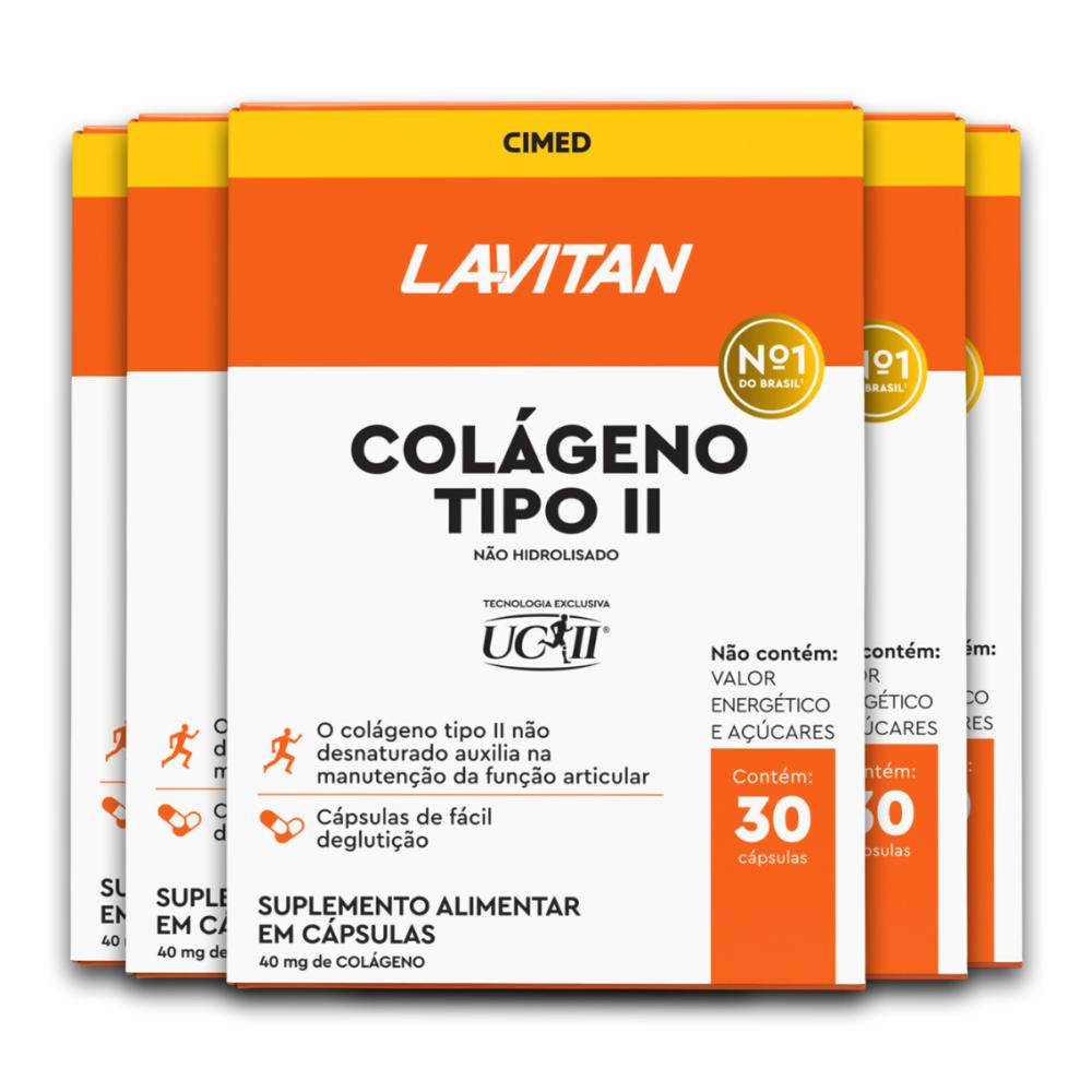 Kit 5 Colágeno Tipo II Lavitan 30 Cápsulas