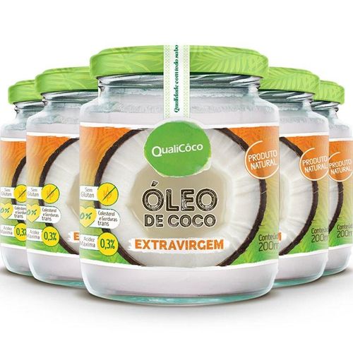 Kit 5 Óleo de Coco Extra Virgem 200ml Qualicôco