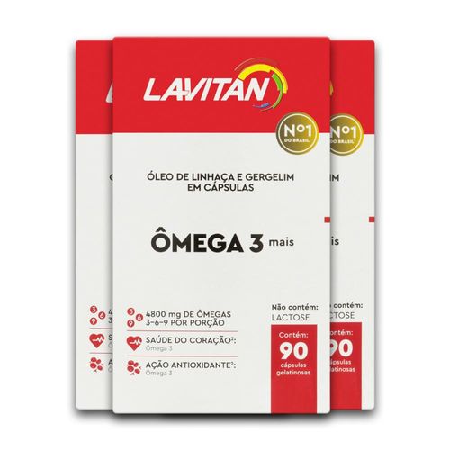 Kit 3 Ômega 3 Mais Lavitan 90 Cápsulas
