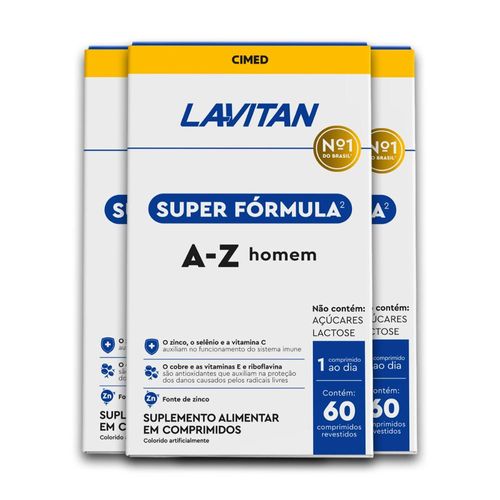 Kit 3 Multivitamínico Homem Lavitan 60 Comprimidos