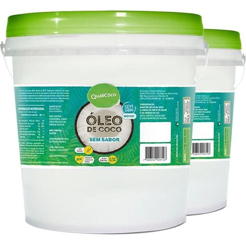 Kit 2 Óleo de Coco Virgem Sem Sabor Qualicoco 3 Litros