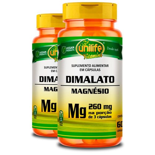 Kit 2 Magnésio Dimalato Unilife 60 Cápsulas