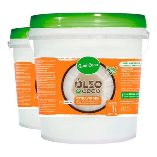 Kit 2 Óleo de Coco Qualicôco Extra Virgem 3 Litros