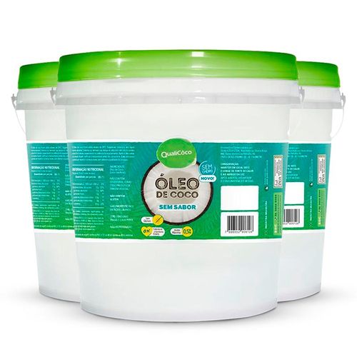 Kit 3 Óleo de Coco Virgem Sem Sabor Qualicoco 3 Litros