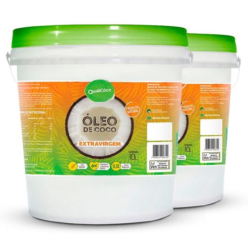 Kit 2 Óleo de Coco Extra Virgem Qualicoco Balde 10kg