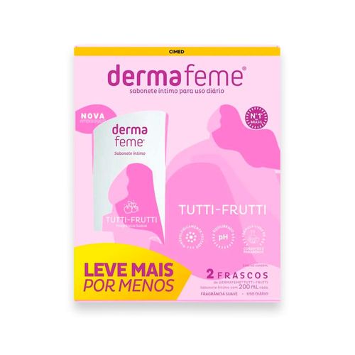 Sabonete Íntimo Dermafeme 2 Frascos Cimed Tutti Frutti 200ml