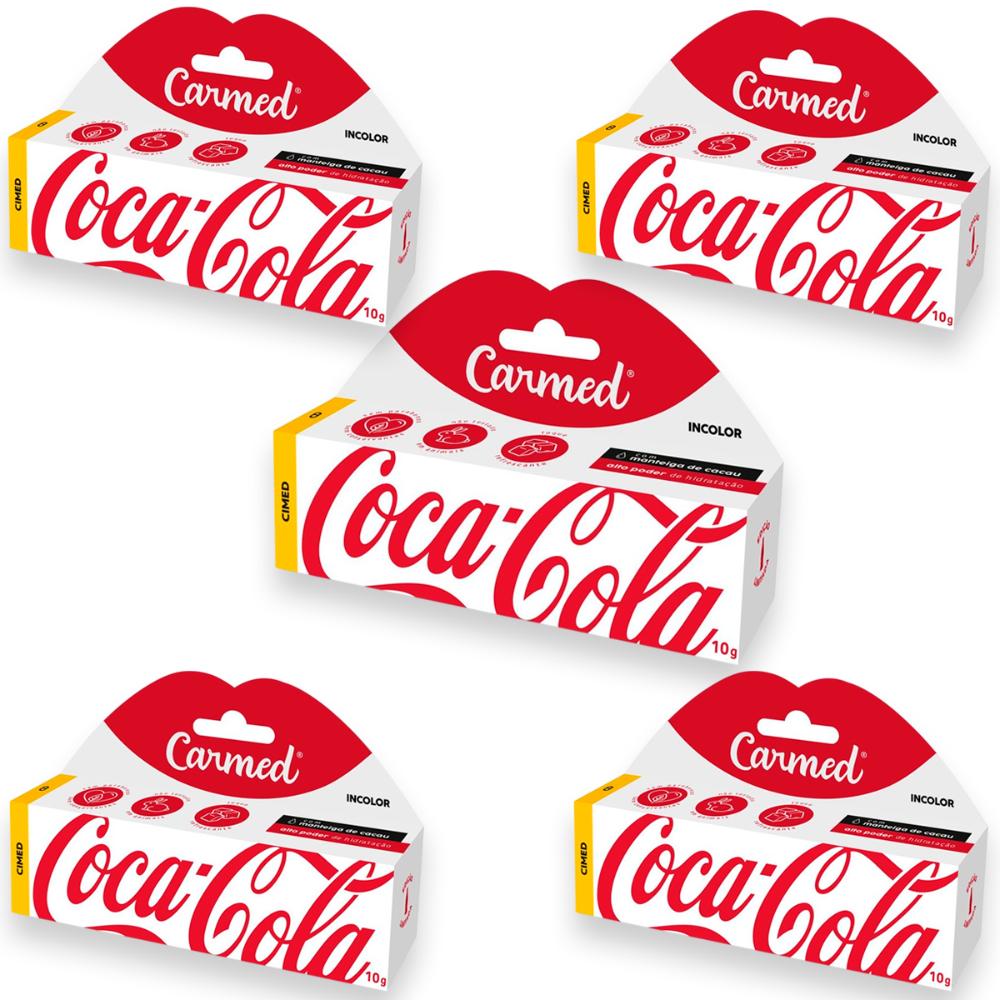 Kit 5 Carmed Hidratante Labial Incolor Cimed Coca Cola 10g