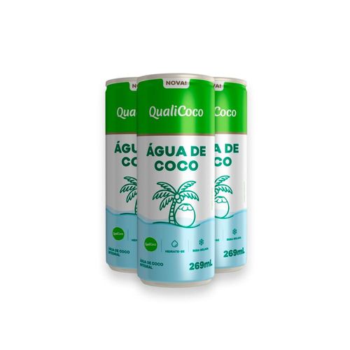 Kit 3 Água de coco Qualicoco Integral 269ml Lata