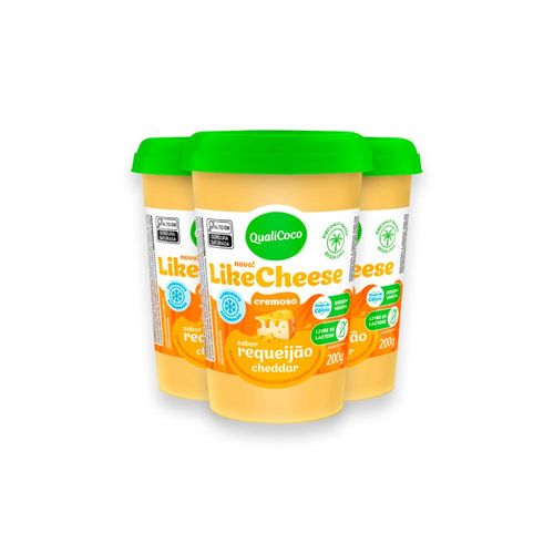 Kit 3 Requeijão Likecheese Qualicoco 200g Cheddar