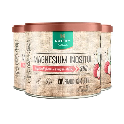 Kit 3 Magnesium Inositol Nutrify 350g Chá Branco com Lichia