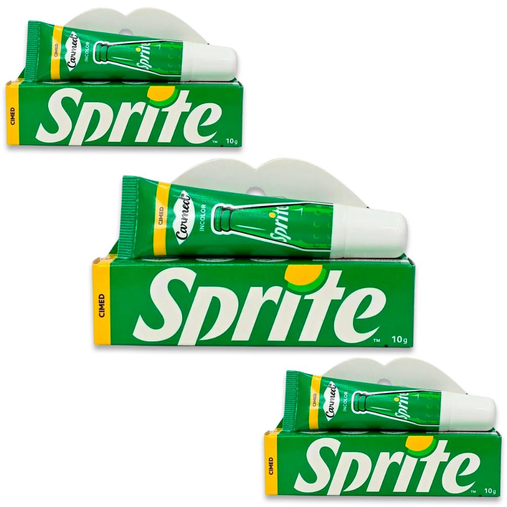 Kit 3 Carmed Hidratante Labial Incolor Cimed Sprite 10g