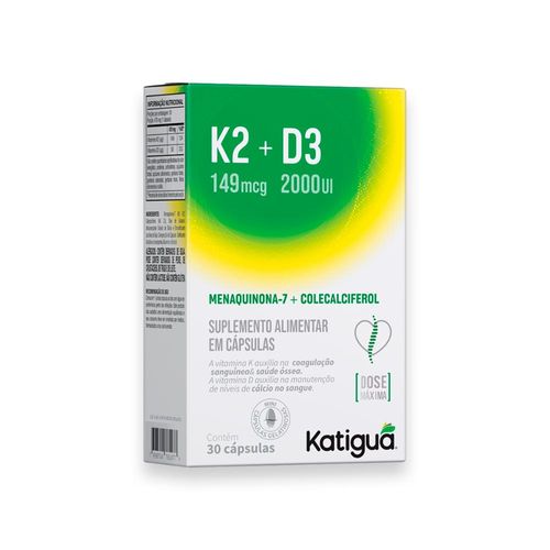 K2 149mcg+D3 2000UI Max Katiguá 30 Cápsulas