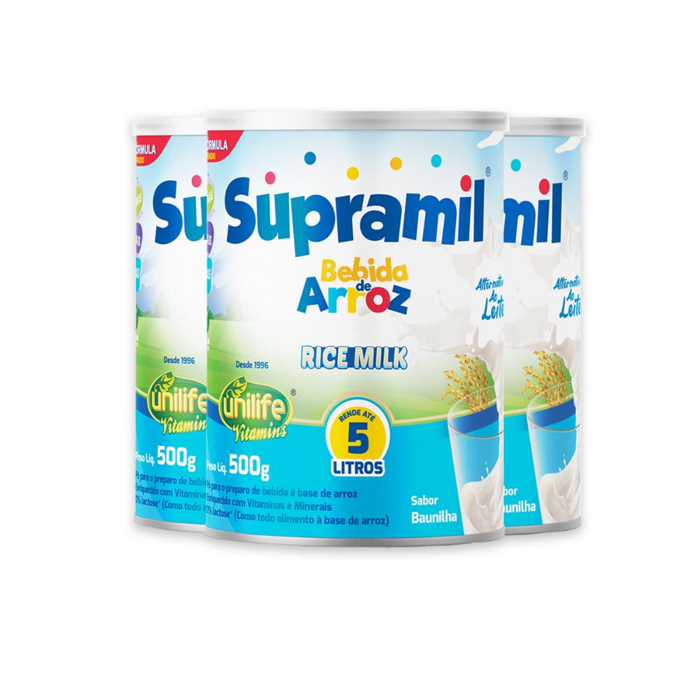 Kit 3 Supramil Bebida Rice Milk Unilife 500g 178p9n0672772t21