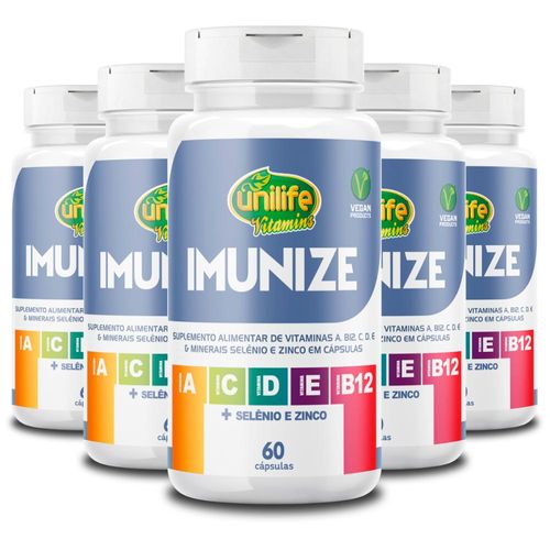 Kit 5 Imunize Vitaminas e Zinco Unilife 60 Cápsulas
