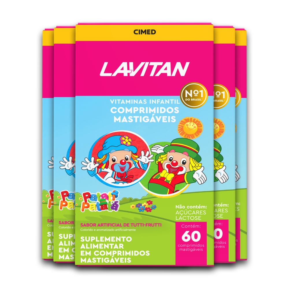 Kit 5 Vitamina Infantil Lavitan Patati Patatá 60 Comp