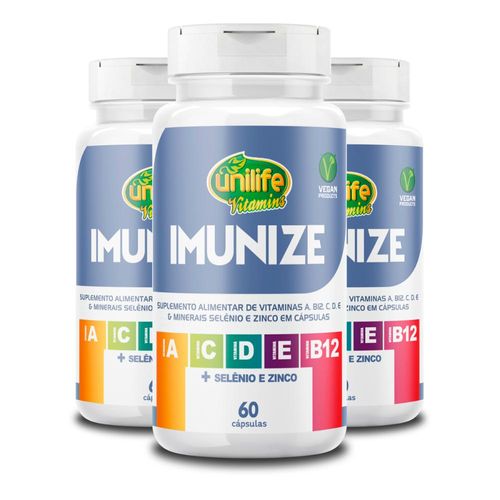 Kit 3 Imunize Vitaminas e Zinco Unilife 60 Cápsulas