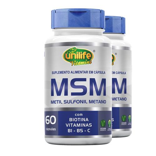 Kit 2 MSM Metil Sulfonil Biotina Unilife 60 Cápsulas