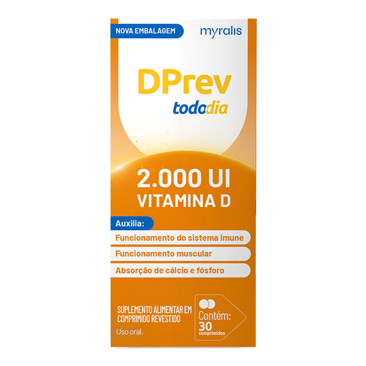 Vitamina D Dprev Todo Dia 2000UI 30 Comprimidos Revestidos
