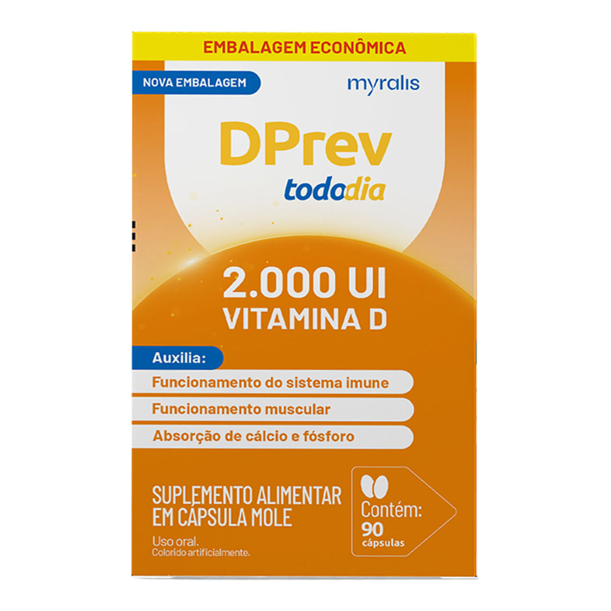 Vitamina D Dprev Todo Dia 2000UI 90 Cápsulas
