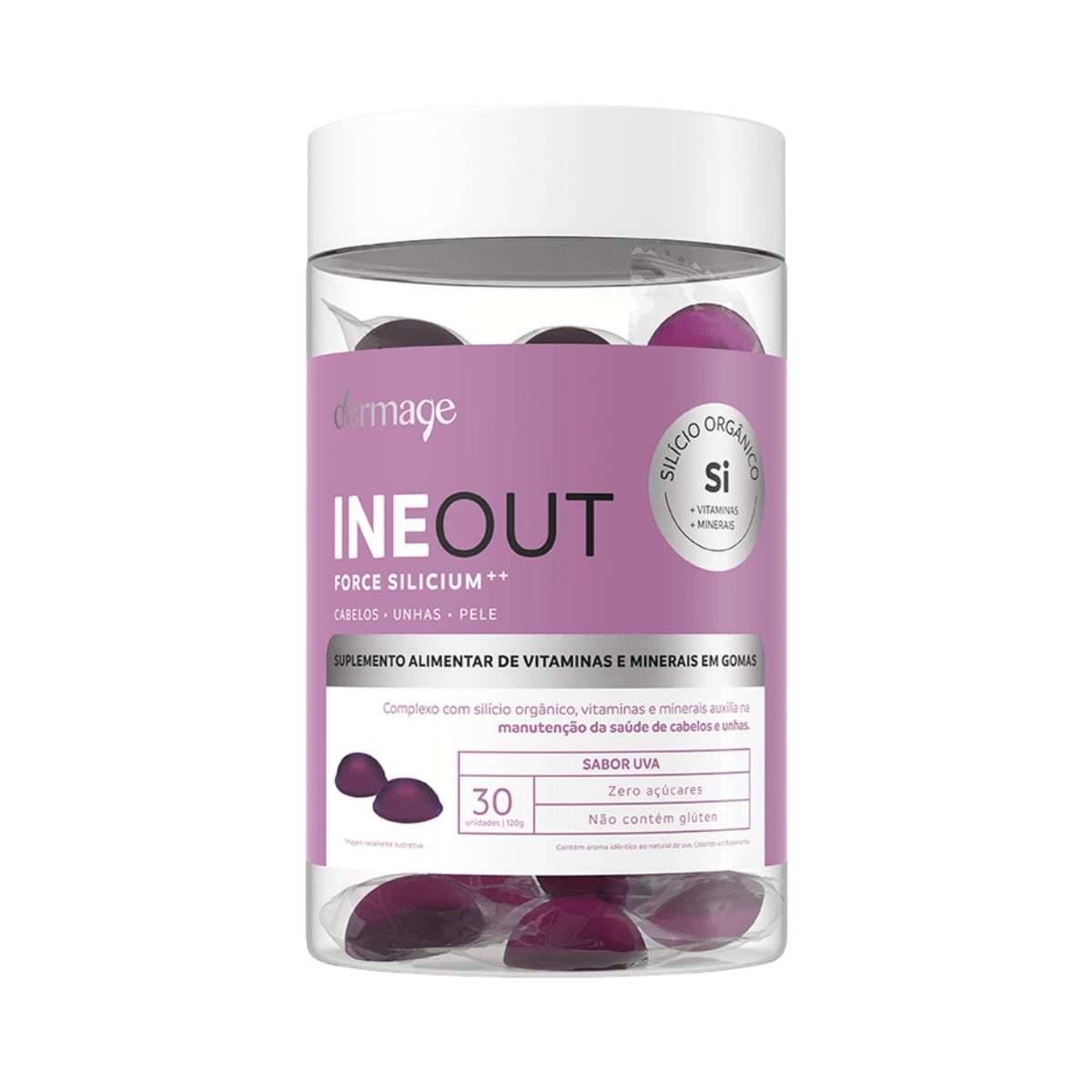 Suplemento Alimentar Dermage Ineout Force Silicium com 30 Gomas