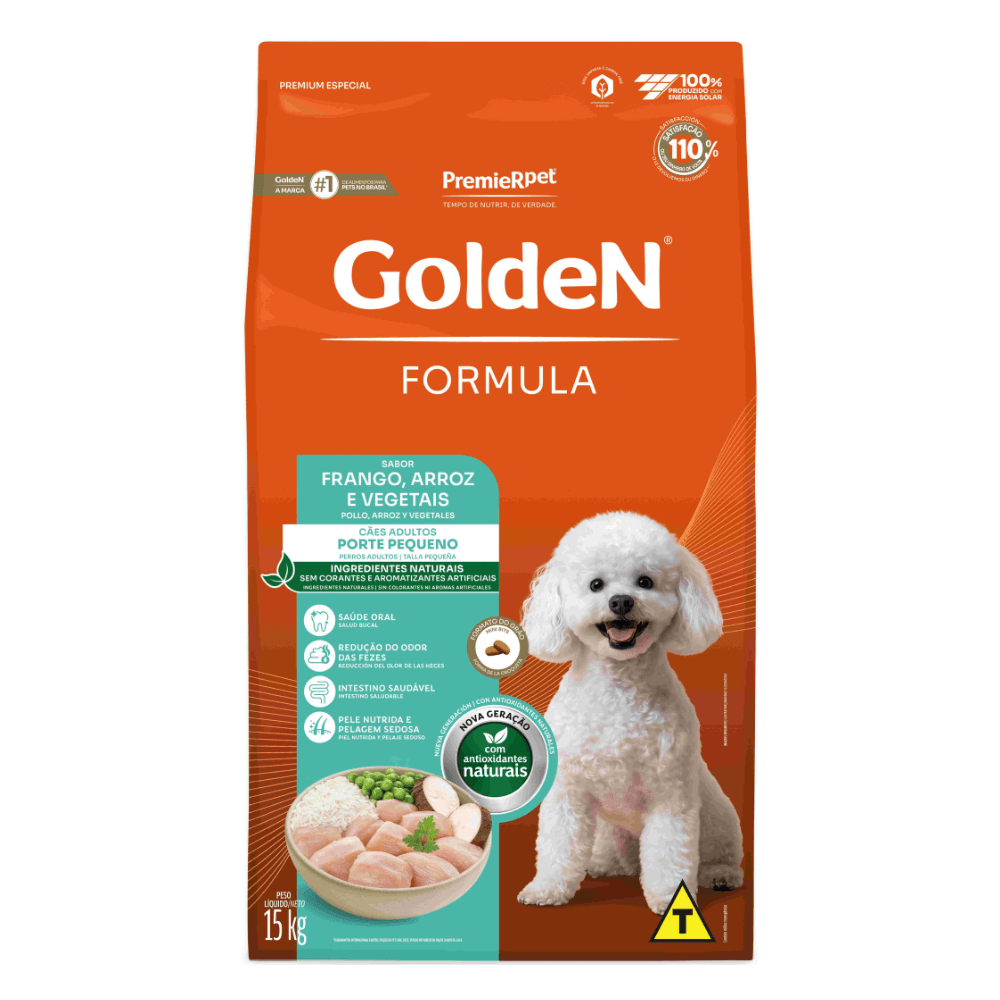 Ração Premier Golden Fórmula Mini Bits para Cães Adultos Frango e Arroz 15kg
