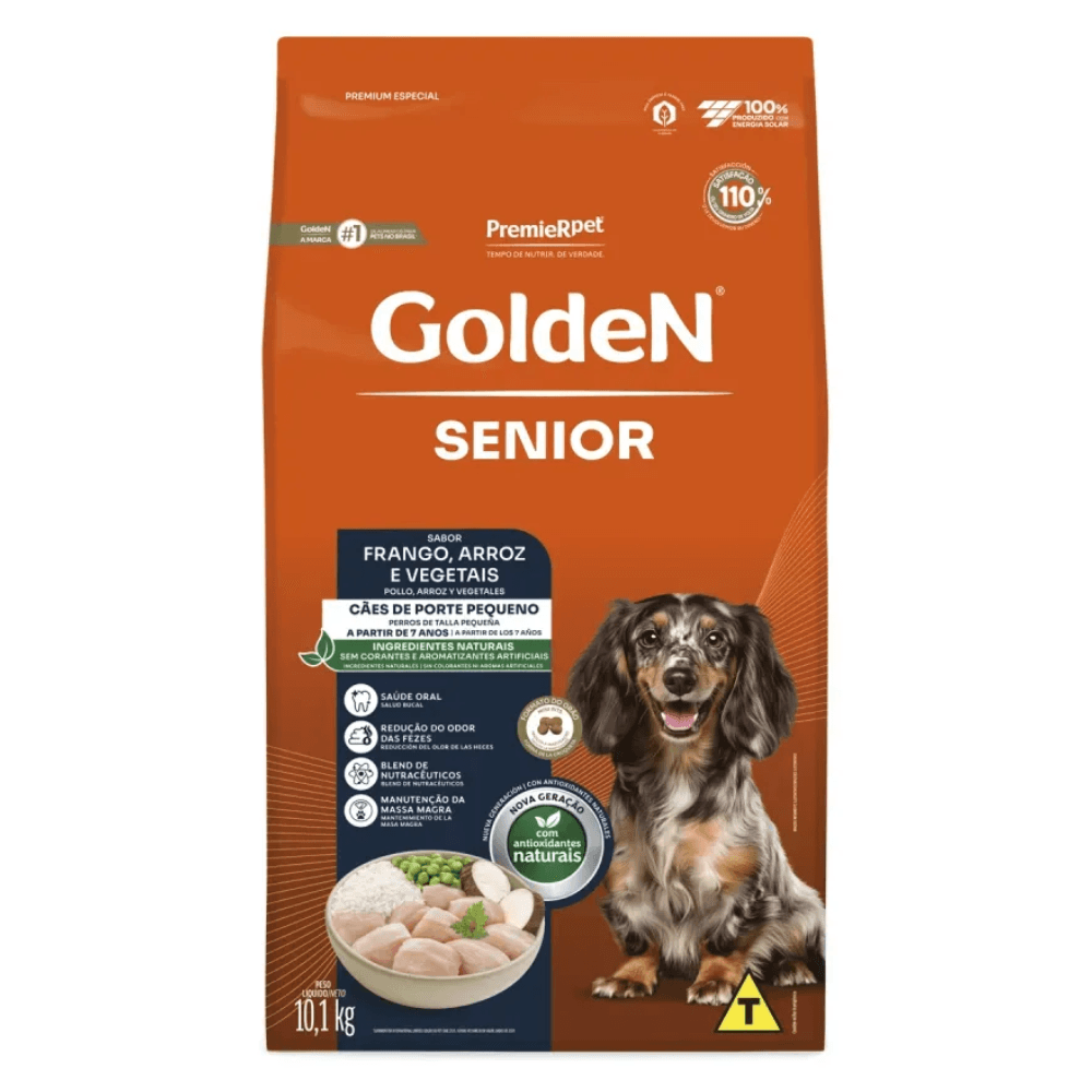 Ração Premier Golden Fórmula Mini Bits +7 Cães Sênior Frango e Arroz 10,1kg