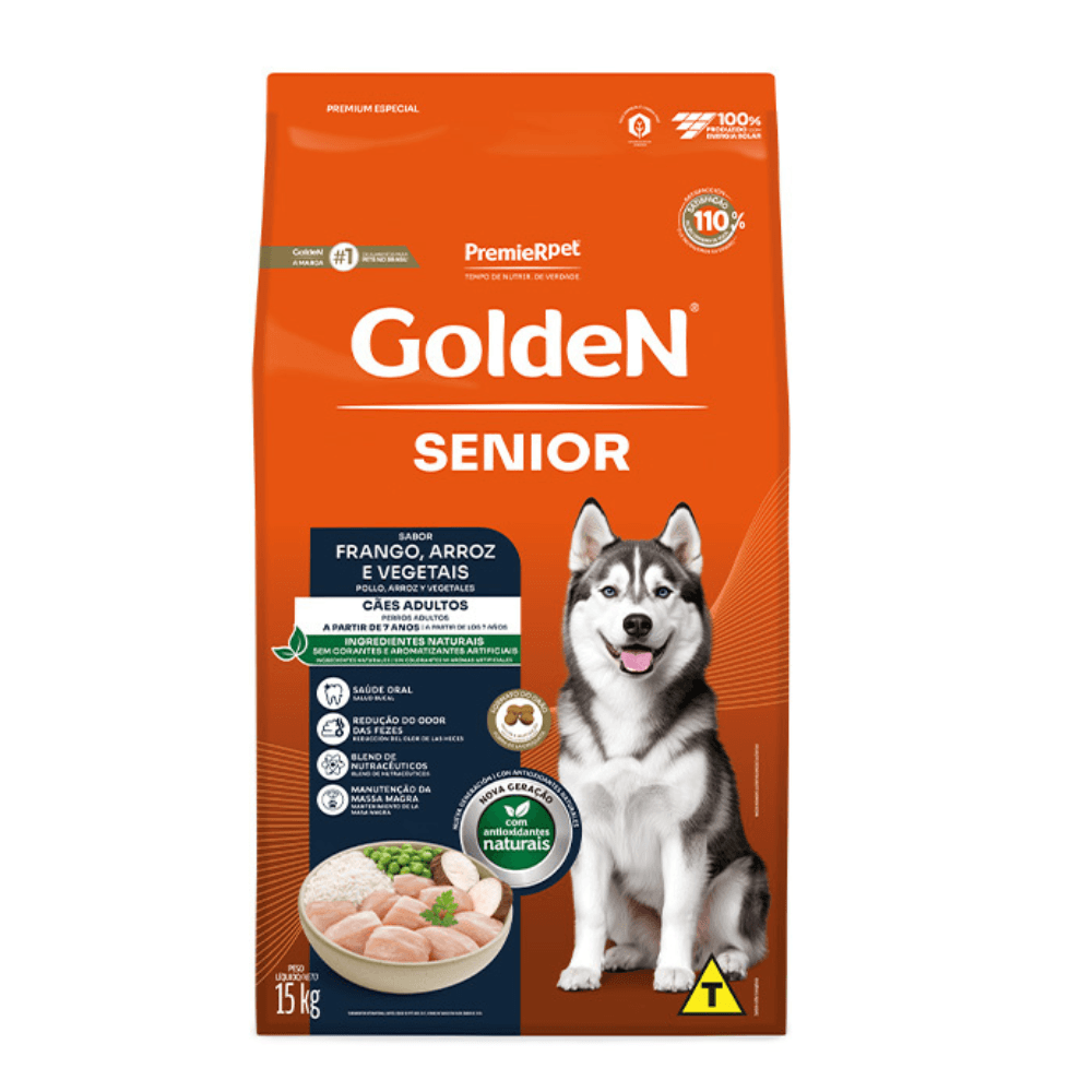 Ração Premier Golden Fórmula Cães Sênior +7 Anos Frango e Arroz 15kg