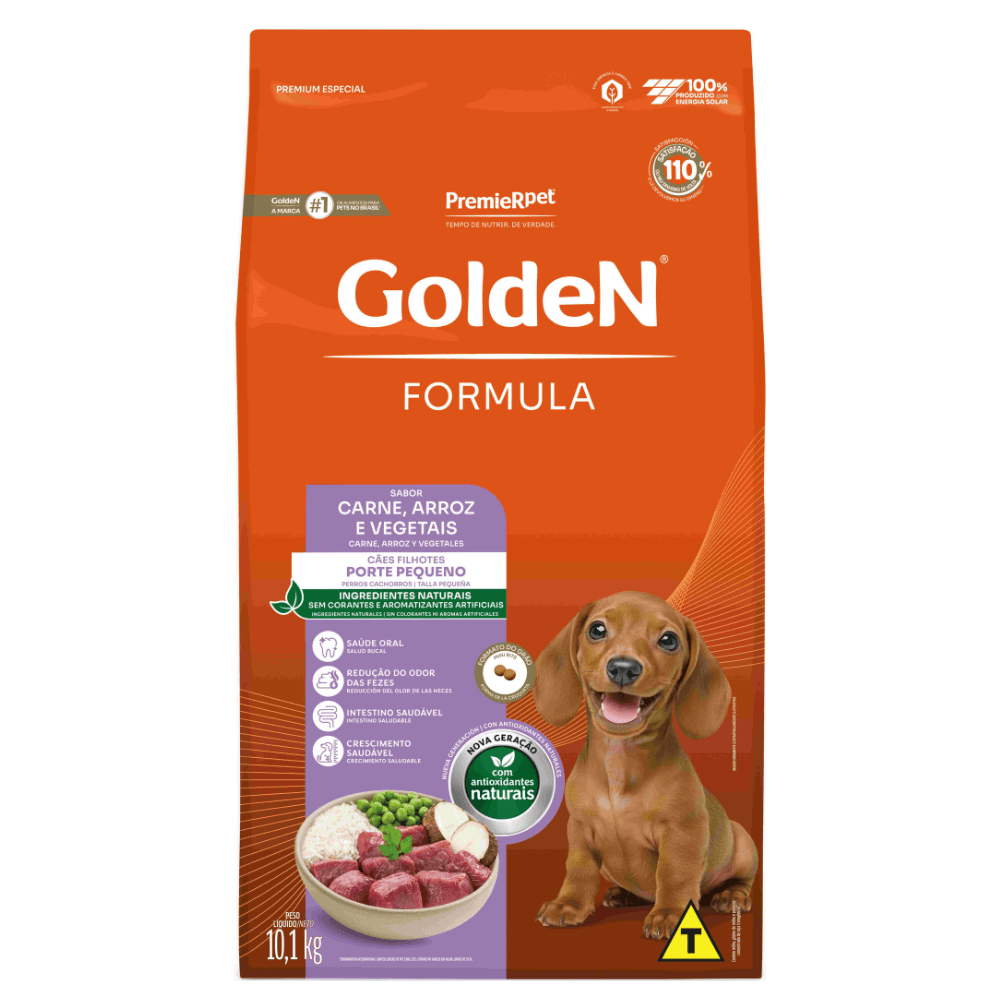 Ração Premier Golden Fórmula Mini Bits Cães Filhotes Carne e Arroz 10,1kg