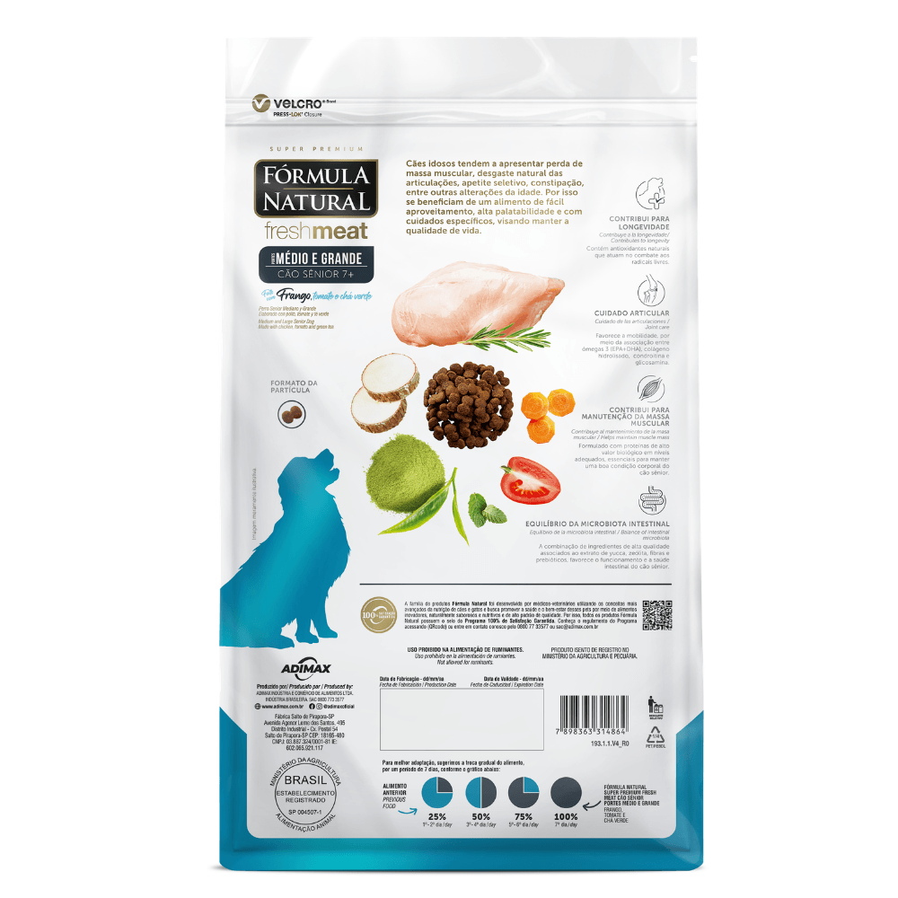 Ração Fórmula Natural Cães Fresh Meat Sênior Raças Médias e Grandes 12kg
