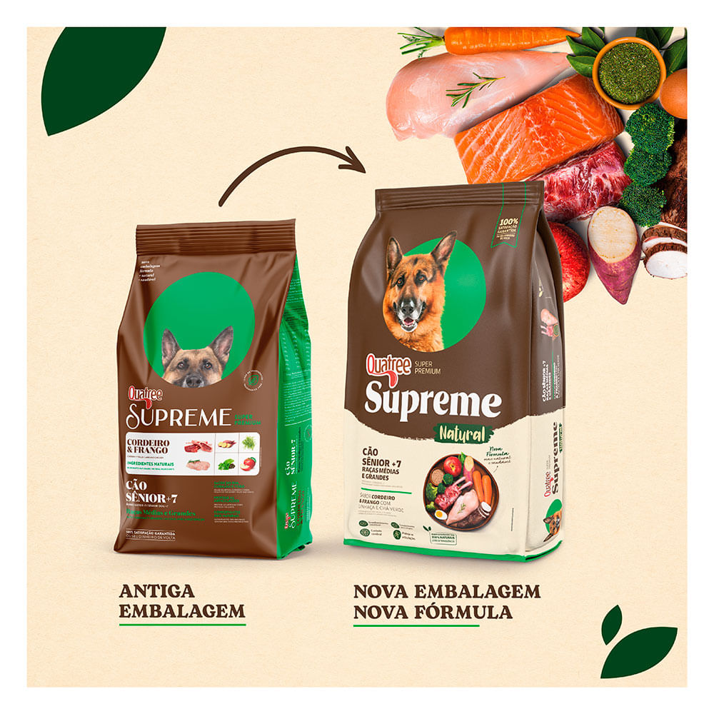 Ração Quatree Supreme Cães Sênior +7 Raças Médias e Grande Cordeiro e Frango - 15kg