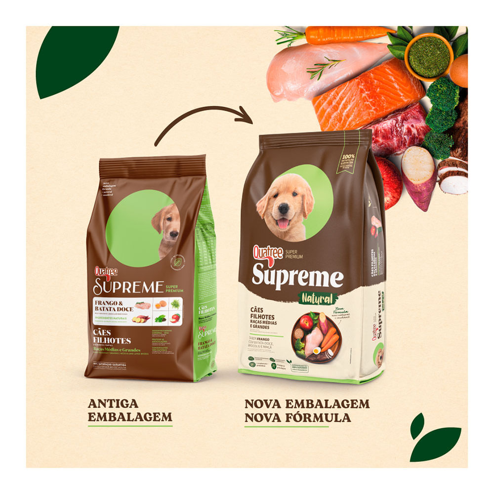 Ração Quatree Supreme Cães Filhotes Raças Médias e Grandes Frango e Batata Doce - 15kg