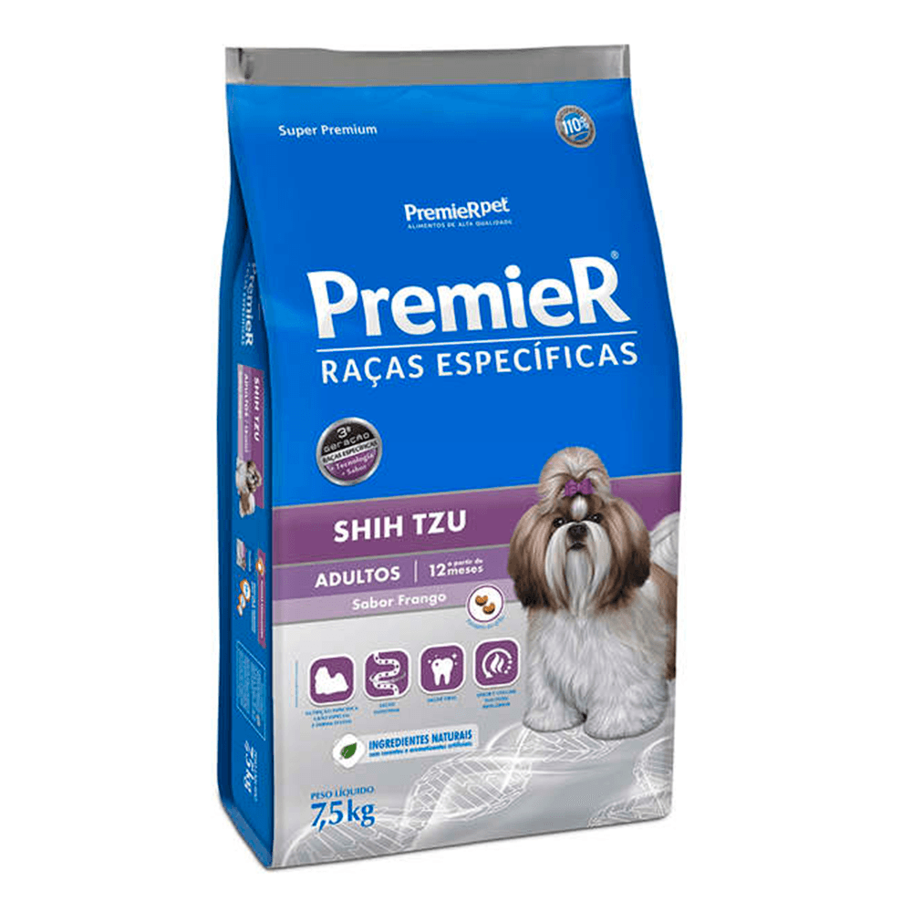 Ração Premier Raças Específicas Shih Tzu Cães Adultos Frango 7,5kg