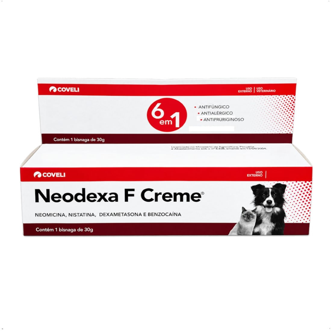 NEODEXA F CREME 30G COVELI ORIGINAL PARA CÃES E GATOS