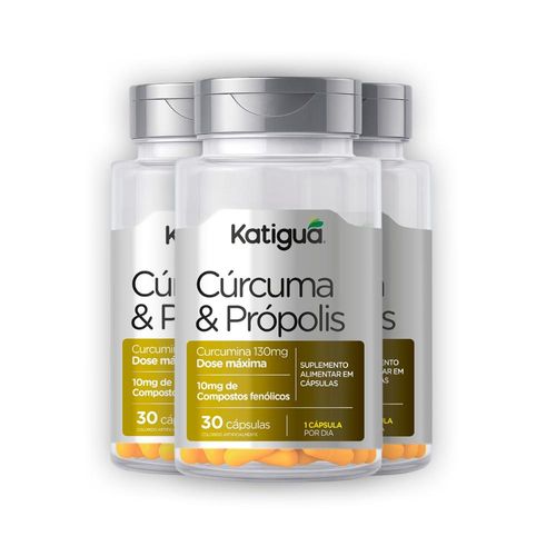 Kit 3 Cúrcuma + Própolis 30 Cápsulas