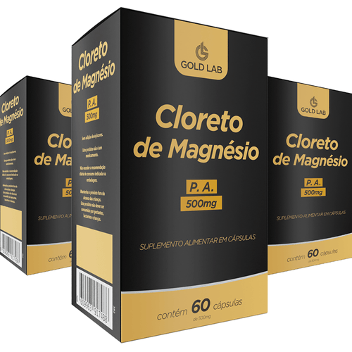 Kit 3 Cloreto de Magnésio 500mg com 60 Cápsulas Gold Lab