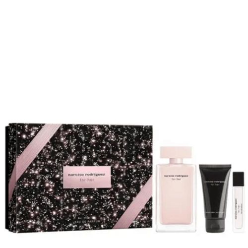 Narciso Rodriguez For Her Eau de Parfum Perfume Feminino 100ml + Body Lotion 50ml + Travel Size 10ml Narciso Rodriguez For Her EDP 100ml + Loção 50ml + Mini 10ml