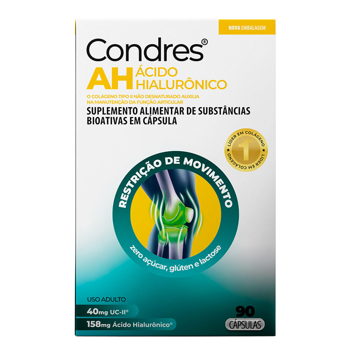 Suplemento Alimentar Condres AH Colágeno Tipo 2 90 Cápsulas