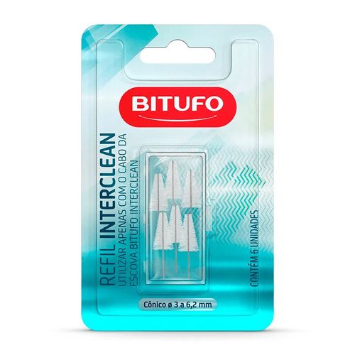 REFIL PARA ESCOVA INTERDENTAL BITUFO INTERCLEAN CÔNICO 6 UNIDADES
