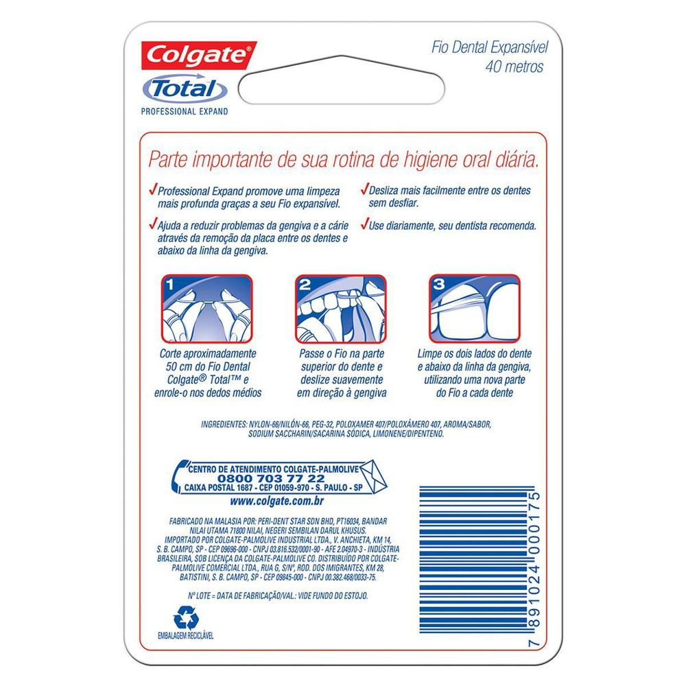 Fio Dental Colgate Total Professional Expand 40m Drogaria Sao Paulo