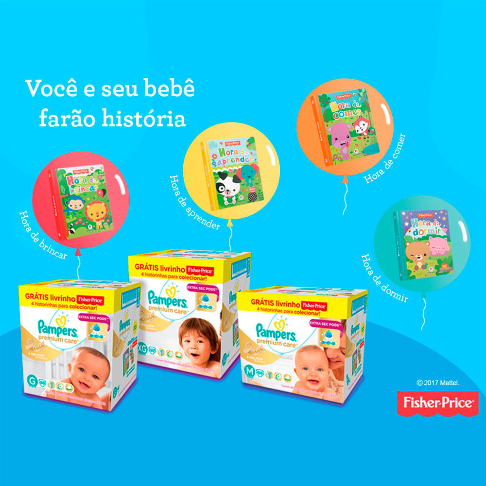 Fralda Pampers Premium Care G 68 Unidades + Livro Fisher Price ...