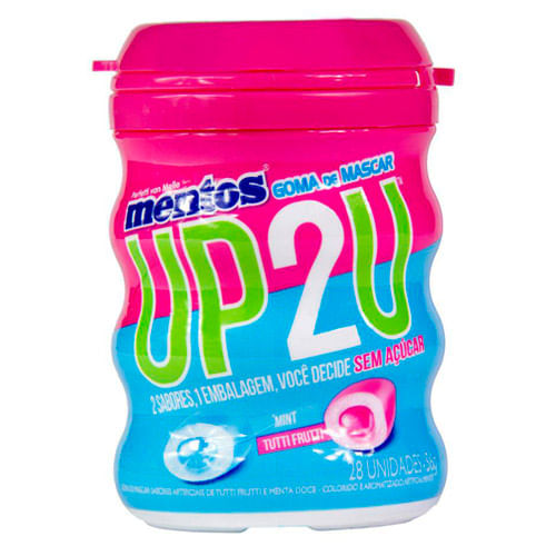 Goma de Mascar Mentos Tutti Frutti UP2U Garrafa 56g