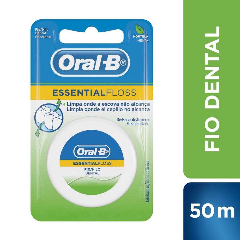 Fio Dental Oral-B Essential Floss Encerado Menta 50m - Drogaria Sao Paulo