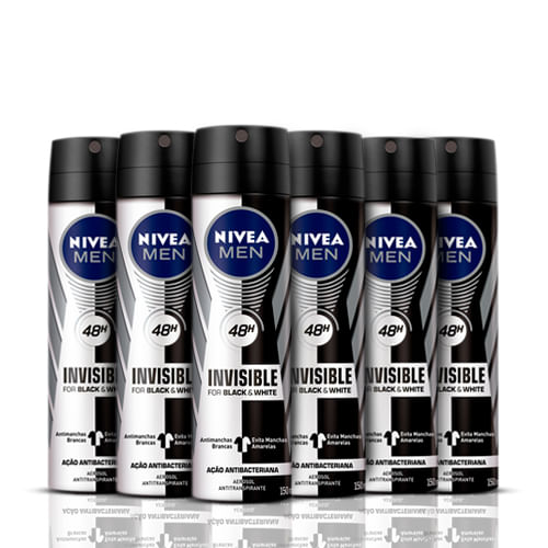 Kit-Desodorante-Nivea-Aerossol-Invisible-Black--White-Power-Masculino-100ml-6-Unidades-Sao-paulo-93512509