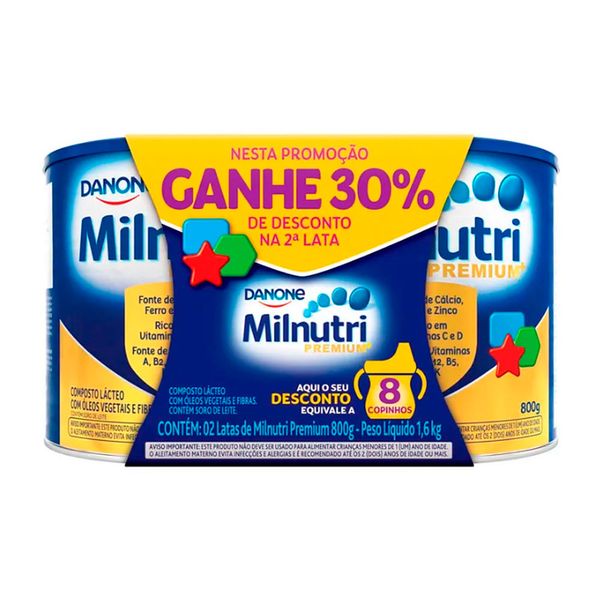 Kit Composto Lácteo Milnutri Premium 800g 2 Unidades