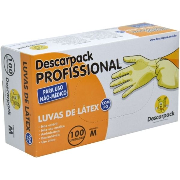 Luva Protetora de Latex Descarpack M 100 Unidades