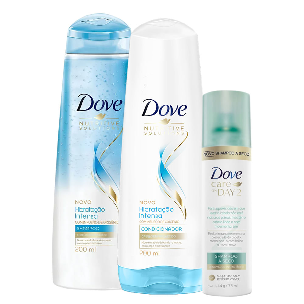 Kit Dove Hidratação Intensa Oxigênio Shampoo 200ml + Condicionador