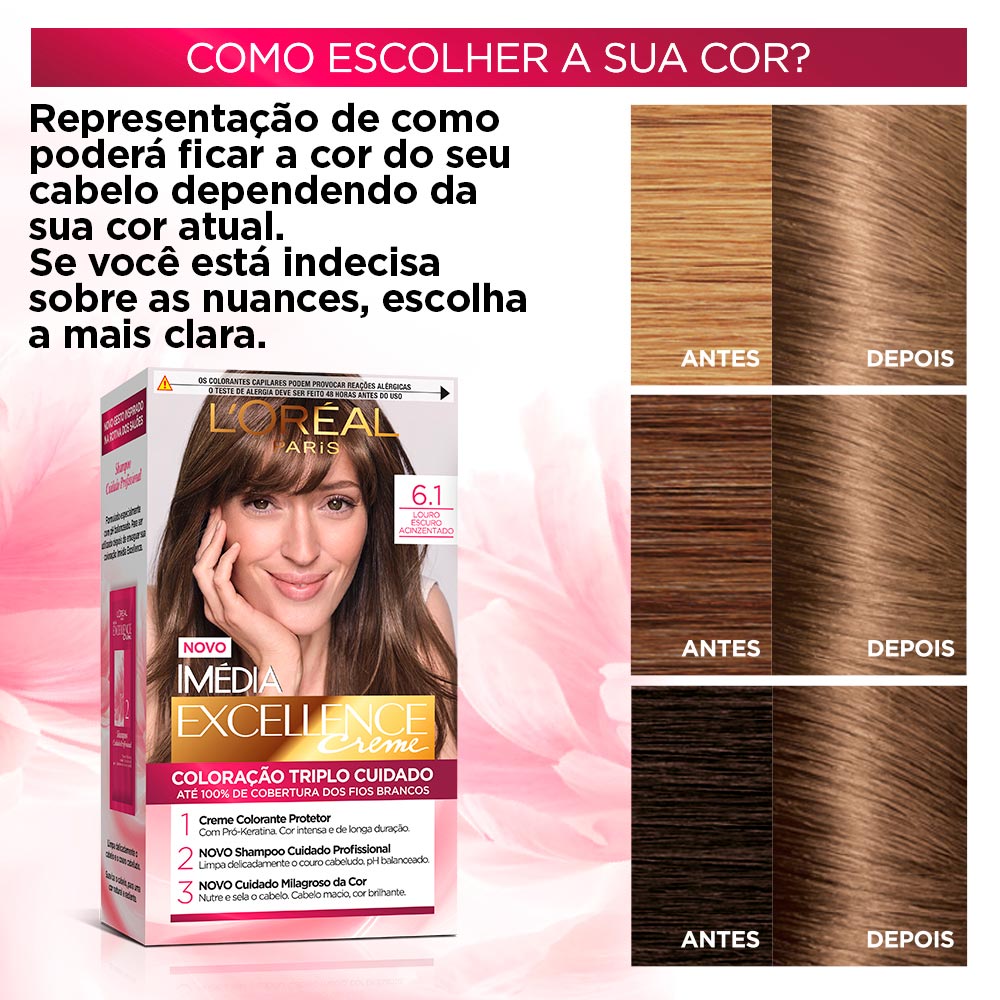 Tintura Permanente Imédia Excellence De L’oréal Paris 6.1 Louro Escuro